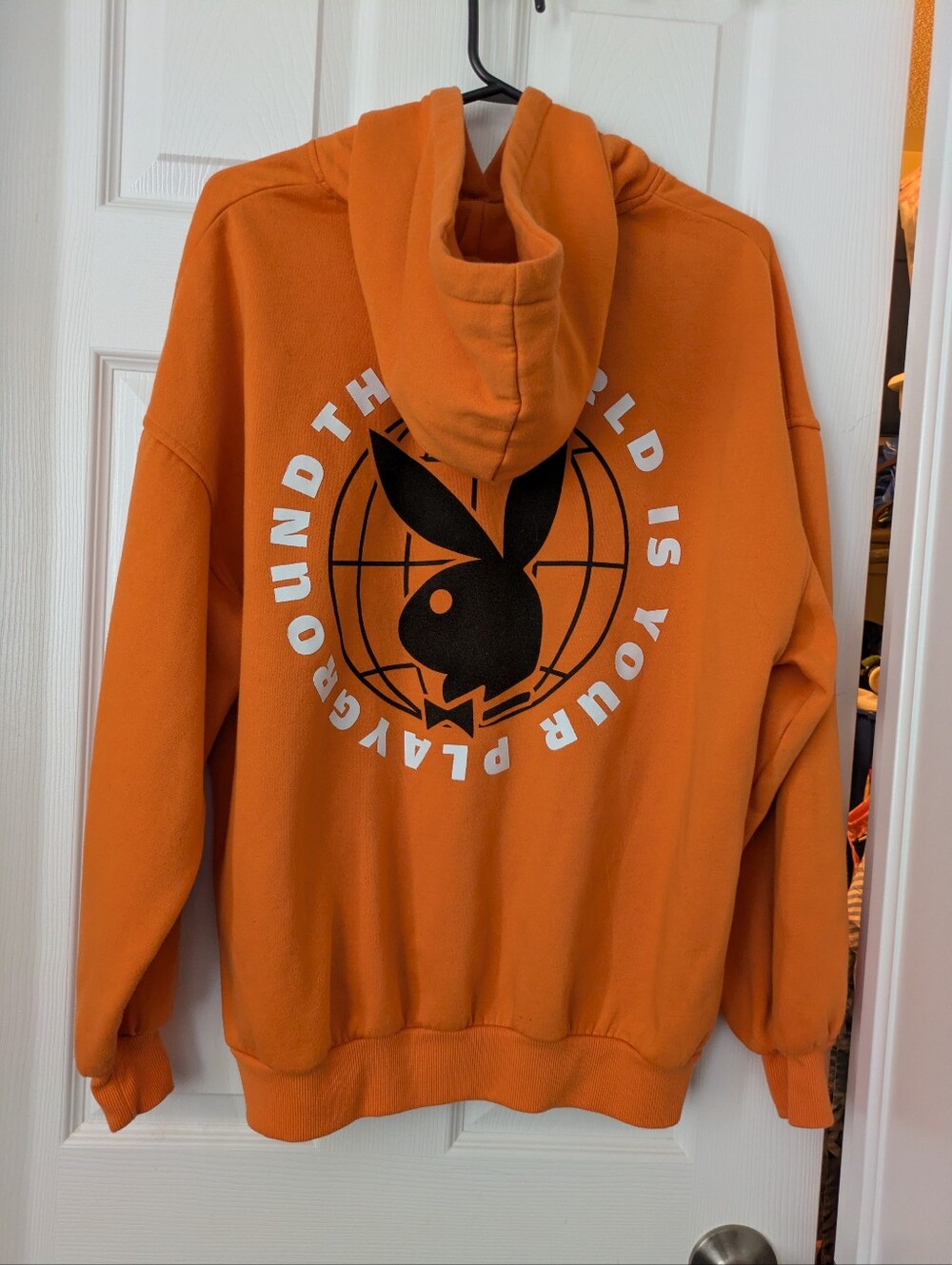 PLAYBOY Orange Hooded Sweatshirt with Black Label SzS